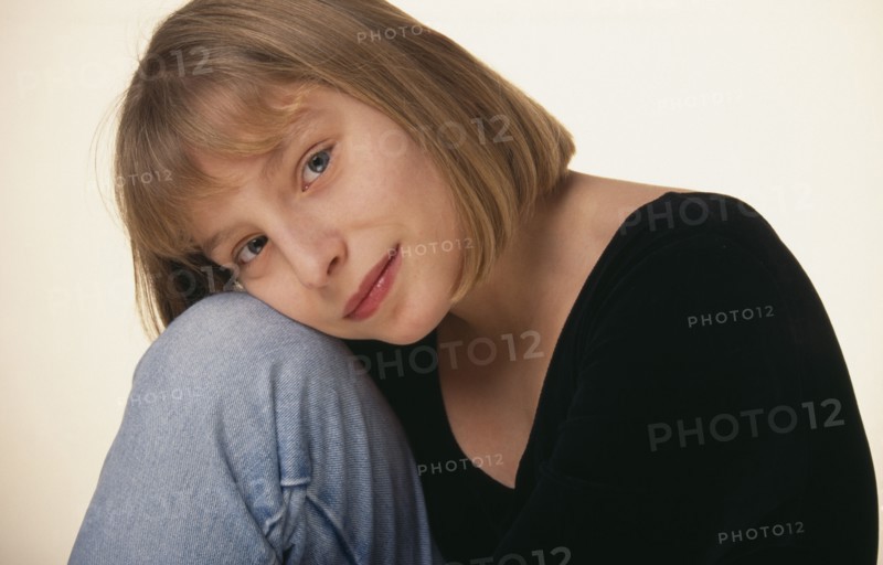 CHILDREN, Portraits, Girls, Portrait of eleven year old blonde girl.