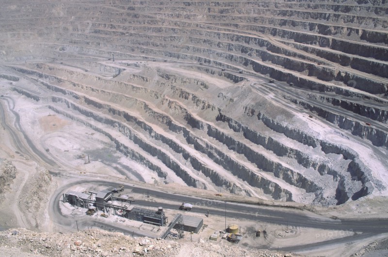 CHILE, Antofagasta, Chuquicamata, "Copper Mine, detail of the industrial landscape."