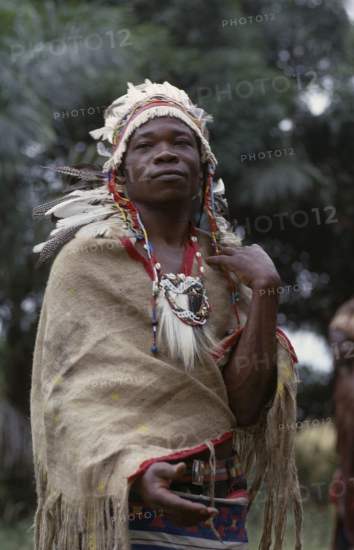 CONGO, Tribal People, Portrait of traditional dancer of African ballet group.
