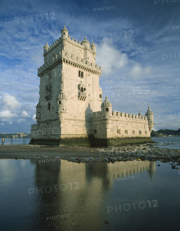 PORTUGAL, Lisbon, Belem Tower commissioned by Manuel I and buit as a fortress in the River Tagus between 1515 and 1521.