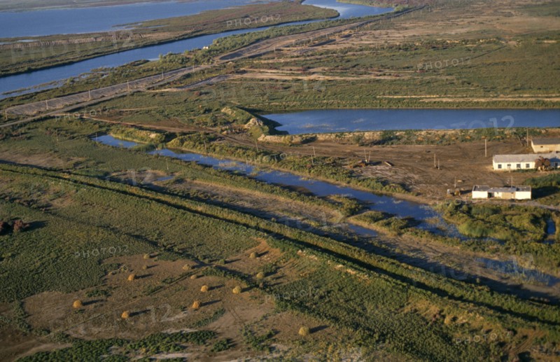 UZBEKISTAN, Aral Sea, Amu Darya Delta, Aerial view over drying delta area.