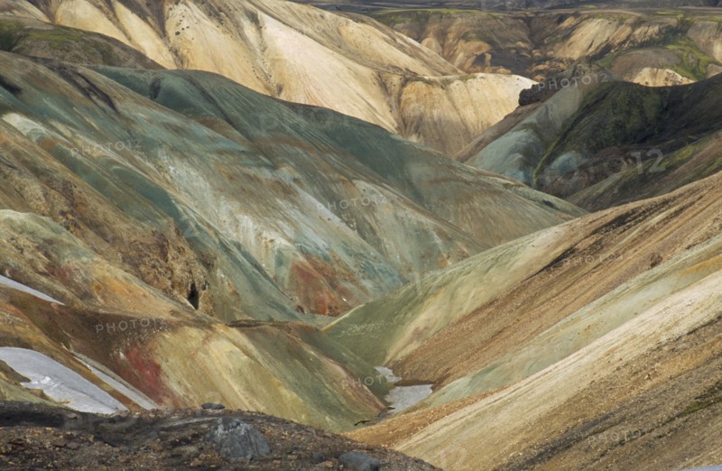 ICELAND, South Central, Landmannalaugar, Colourful Rhyolite Mountains.