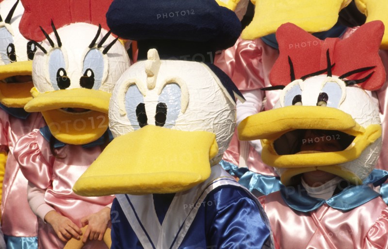 CROATIA, Kvarner, Rijeka, "Mask carnival, Donald and Daisy duck masks The Masked carnival (Maskare) held on the Sunday before Ash wednesday floods the streets of Rijeka with thousands of masked and costumed revellers, rivalling its great counterpart in Venice"