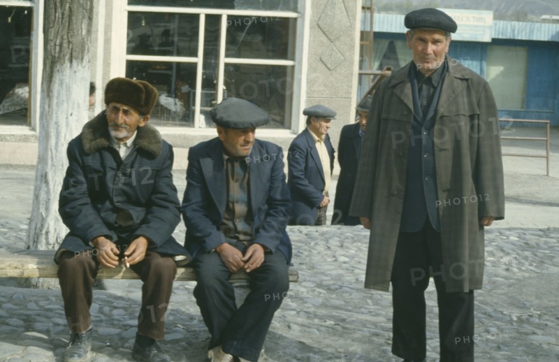 RUSSIA, Dagestan, Derbent, Group of middle aged Avar men.