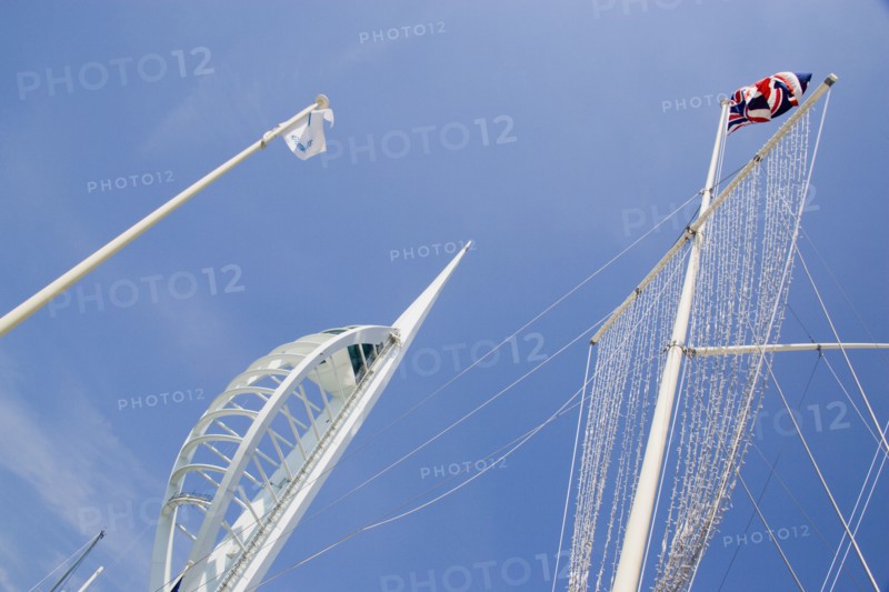 ENGLAND, Hampshire, Portsmouth, The Spinnaker Tower the tallest public viewing platforn in the UK at 170 metres on Gunwharf Quay