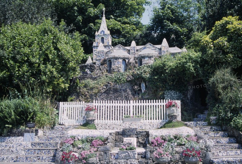 UNITED KINGDOM, Channel Islands, Guernsey, Les Vauxbelets. The Little Chapel. Modelled on the shrine at Lourdes. Built almost entirely of china and fragments of sea shells.