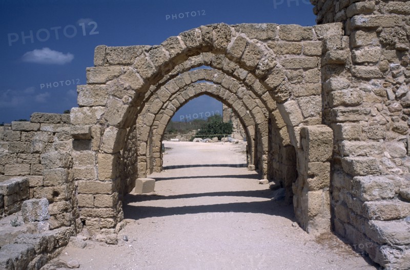 ISRAEL, Caesarea, Crusader Church stone arches