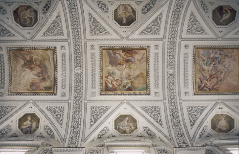 ITALY, Sicily, Erice, Decorative church ceiling