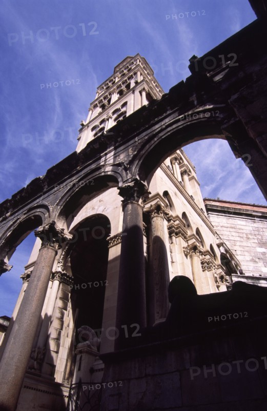 CROATIA, Dalmatia, Split, "athedral of Saint Domnius. Dedicated to Saint Domnius, the first bishop of nearby Salona, the city's cathedral was once the mausoleum of the Roman emperor Diocletian who had had Domnius put to death in 304 AD. When his body disappeared mysteriously 170 years later, the building was converted into a cathedral and dedicated to the man Diocletian himself had martyred. "