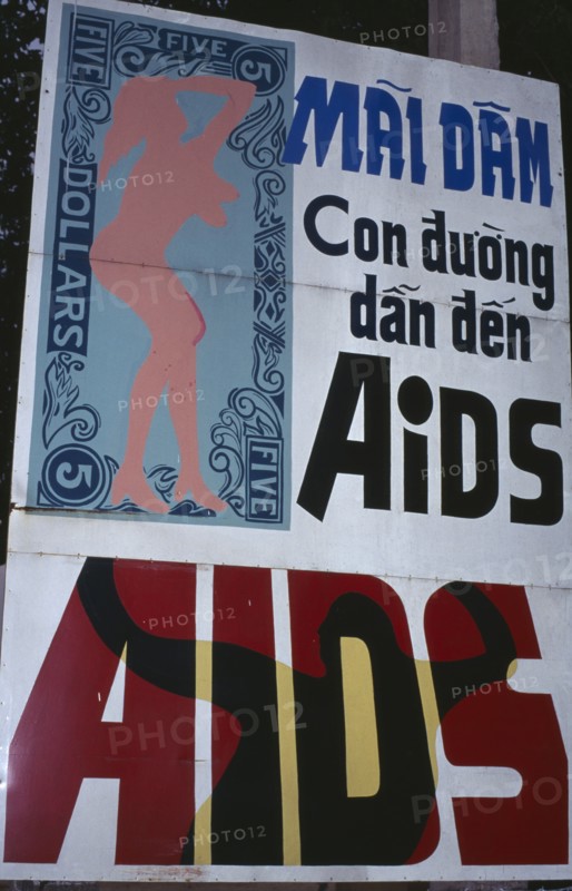 VIETNAM, South, Nha Trang, AIDS awareness poster.