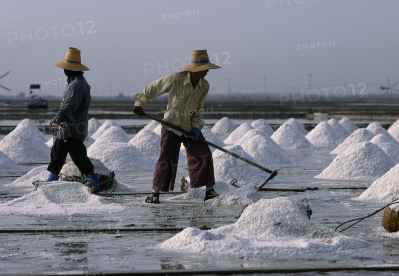 THAILAND, Industry, Workers on salt farm.