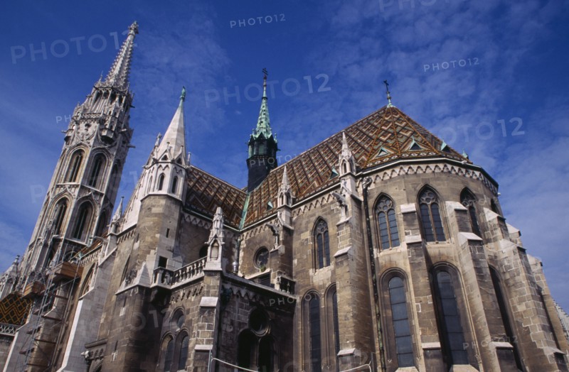HUNGARY, Budapest, Castle Hill.  Matyas Church  nineteenth century exterior. Eastern Europe   Matthias Mathias