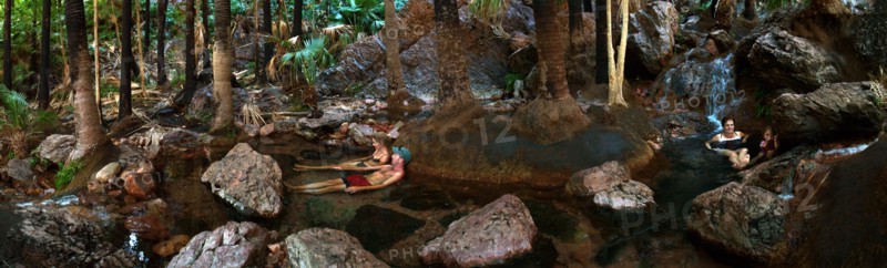 Australia, Western Australia, Near Kununurra, Panorama of the Zebedee Springs on El Questro Homestead