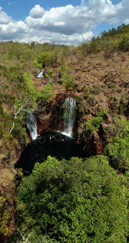 Australia, Northern Territory, Near Bachelor, Vertical Panorama Florence Falls - Outback