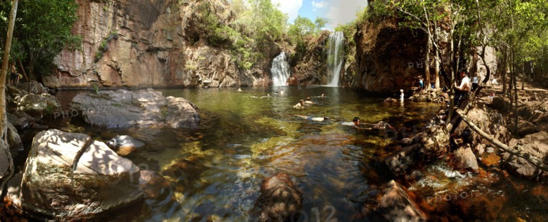 Australia, Northern Territory, Near Bachelor, Panorama Florence Falls - Outback