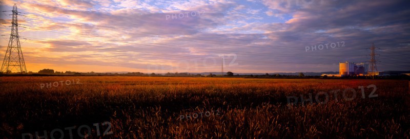 UK, Gloucester, Between Bristol & Gloucester, Oldbury Nuclear Power Station at Sunrise