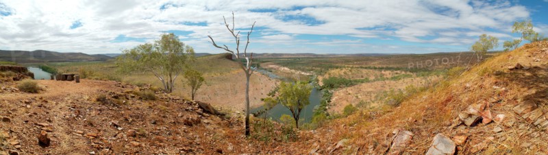 Australia, Western Australia, Kununurra, Panorama of Pentecost River - El Questro - Gibb River Road