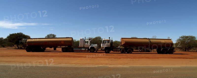 Australia, Western Australia, Nowhere, Panorama Of Rusting Tankers - Outback