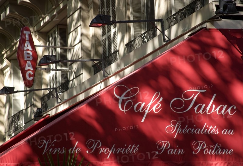 FRANCE, Ile de France, Paris, Cafe Tabac sign and pavement awning