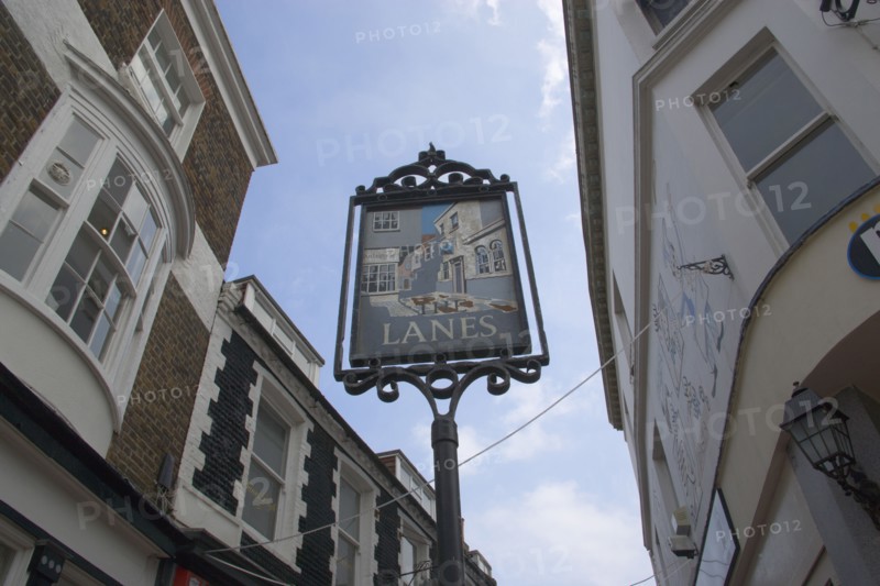 ENGLAND, East Sussex, Brighton, Sign marking the entrance to the Lanes shopping area.