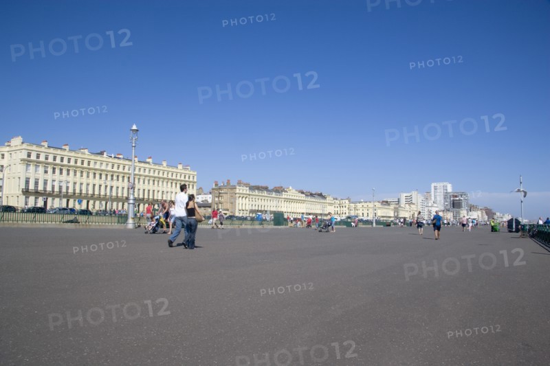 ENGLAND, East Sussex, Brighton, Empty promenade at Hove lawns
