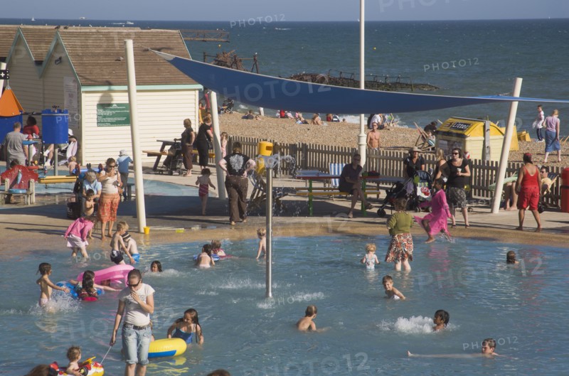 ENGLAND, East Sussex, Brighton, Childrens seafront paddling pool area.