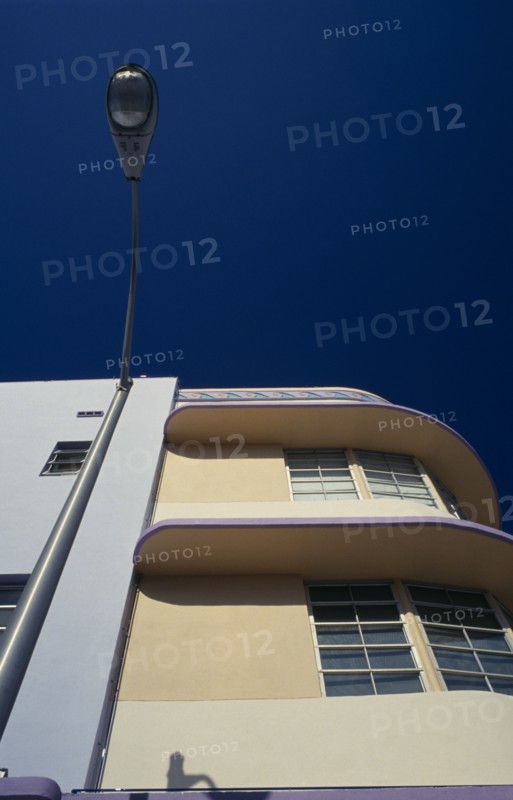 USA, Florida, Miami,  South Beach. Detail of Art Deco Marlin Hotel exterior