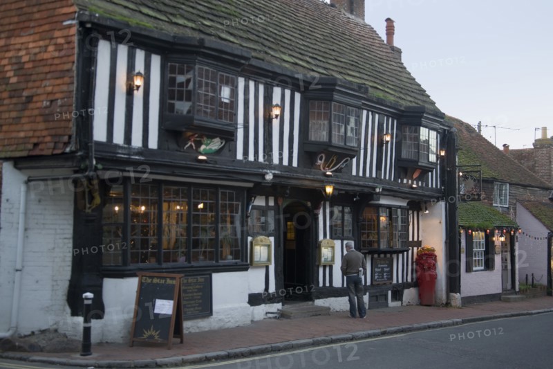 ENGLAND, East Sussex, Alfriston, Exterior of the Star pub and restaurant in the high street.