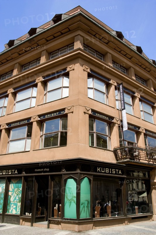 CZECH REPUBLIC, Bohemia, Prague, The Cubist building The House of The Black Madonna on Celetna Street in the Old Town. Now a museum of Cubism with a cafe on the first floor