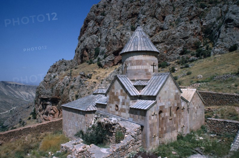 ARMENIA, Marmashen, Church with mountain backdrop 7th-10th Century.