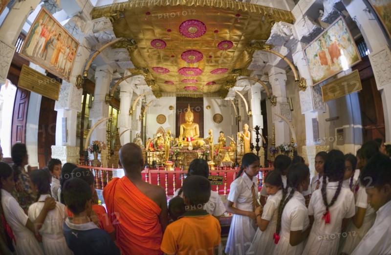 SRI LANKA, Kandy, Interior of Sri Dalada Maligawa (Temple of the Tooth).