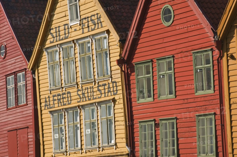 NORWAY, Bergen, "Close-up of the ancient gables of Bryggen, the old medieval quarter of the city. "