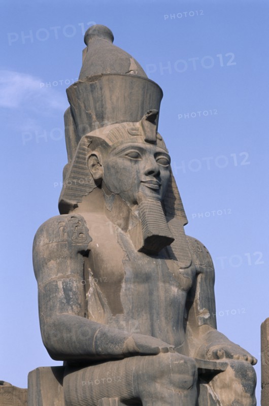 EGYPT, Nile Valley, Luxor, Luxor Temple. Ramses II seated statue