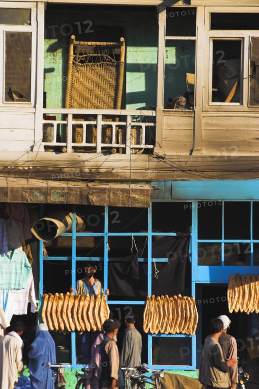 AFGHANISTAN, Kabul, "Street alongside the Kabul river, Bread shop"