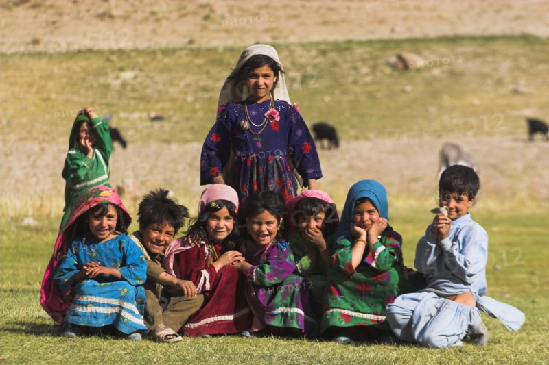 AFGHANISTAN, Ghor Province, Pal-Kotal-i-Guk, "Aimaq nomad camp, Aimaq children