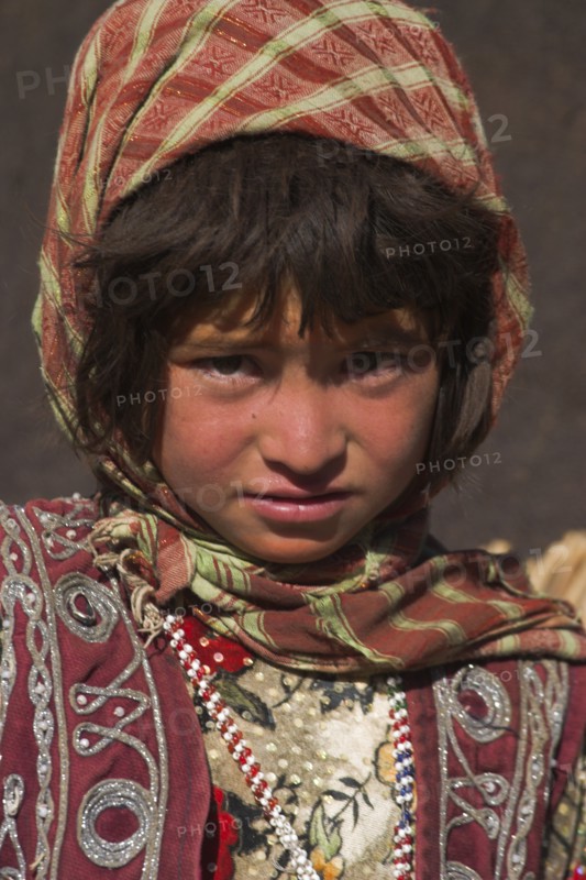 AFGHANISTAN, Ghor Province, Pal-Kotal-i-Guk, "Aimaq nomad camp, Aimaq girl