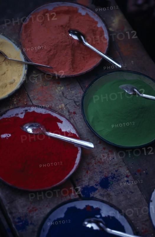 NEPAL, Kathmandu, Tika powder for sale in Asan bazaar.