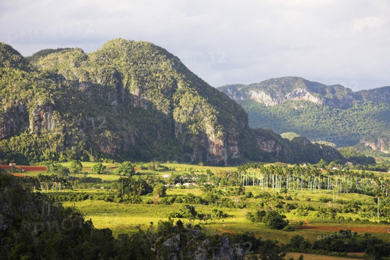 CUBA, Pinar del Rio, Vinales Valley, "View across the Vinales Valley to the Mogotes, "