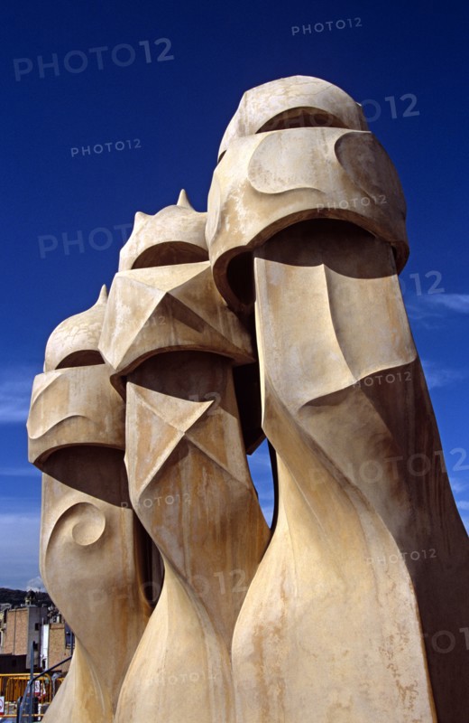 SPAIN, Catalonia, Barcelona, "Casa Mila, La Pedrera, Gaudi Witch scarers roof sculptures."