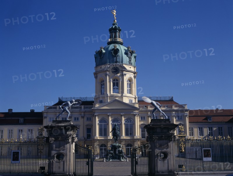 GERMANY, Berlin, Charlottenburg Palace. Front exterior seen from entrance gates