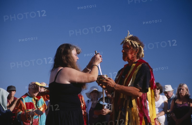 ENGLAND, East Sussex, Eastbourne, Pagans celebrating the Lammas Day festival in August.