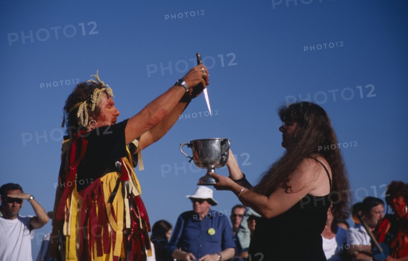 ENGLAND, East Sussex, Eastbourne, Pagans celebrating the Lammas Day festival in August.