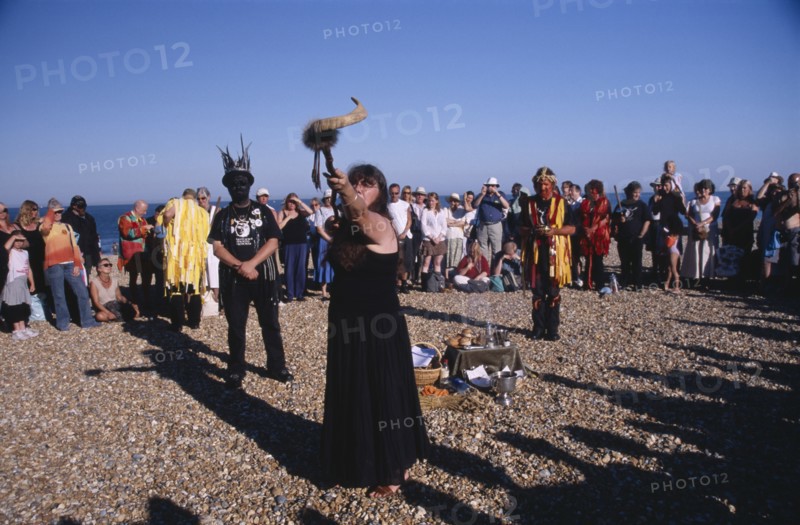 ENGLAND, East Sussex, Eastbourne, Pagans celebrating the Lammas Day festival in August.