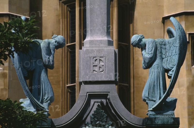 ENGLAND, London, Lambeth Palace. Angel statues. Official London residence of the Archbishop of Canterbury