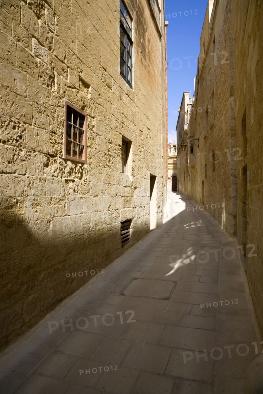 MALTA, Mdina, The Silent City. Narrow street in the Medieval city
