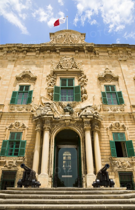 MALTA, Valletta, "The Auberge de Castille the official seat of the knights of the Langue of Castille, Leon and Portugal designed by the Maltese architect Girolamo Cassar in 1574, now the office of the Prime Minister."