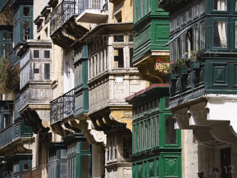 MALTA, Valletta, Traditional balconies along Republic Street
