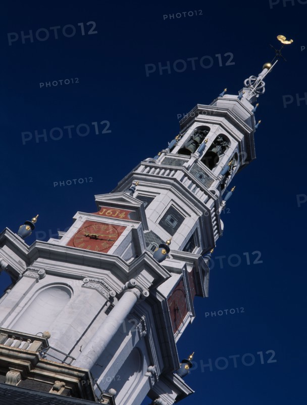 HOLLAND, Noord Holland, Amsterdam, Zuiderkerk Tower completed in 1614. Angled view of the first Protestant church built in Amsterdam by Hendrick de Keyser between 1603 and 1611