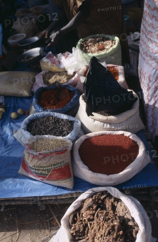 SENEGAL, Dakar, Spices for sale in the market.