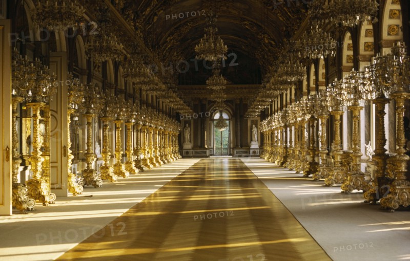 GERMANY, Bavavia, "The Royal Palace of Herrenchiemsee interior. Built by Ludwig II. Situated on the island of Herreninsel in the middle of the Chiemsee, Bavavia’s largest lake."